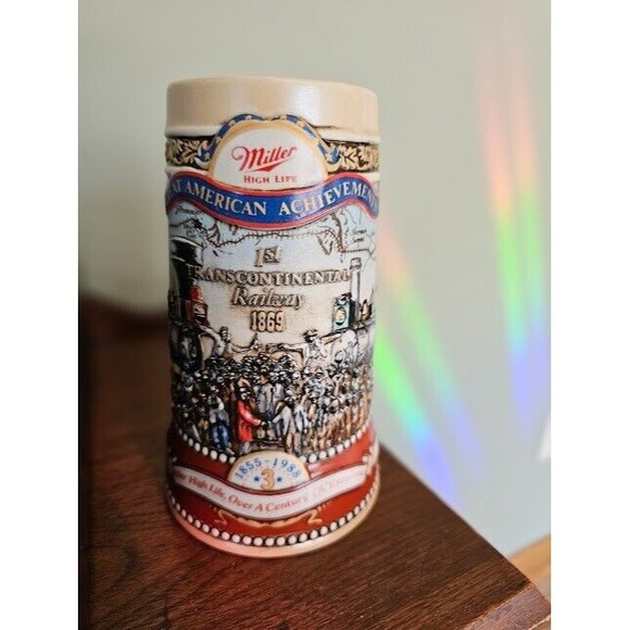 Miller High Life  Great American Achievements Beer Stein /1st Transcon Railway - Picture 4 of 4